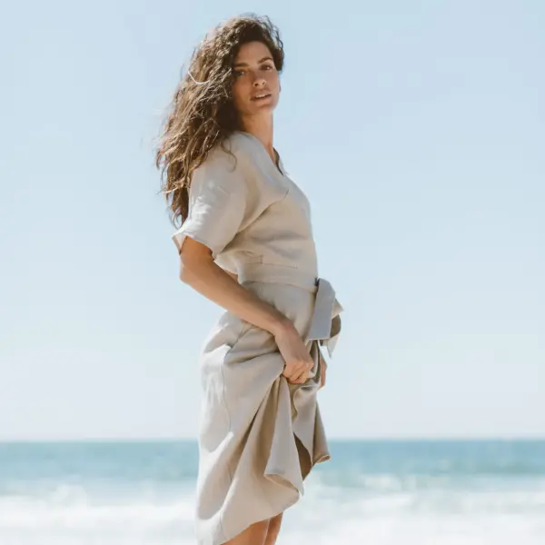 AVAL- Linen Wrap Dress - Image 2